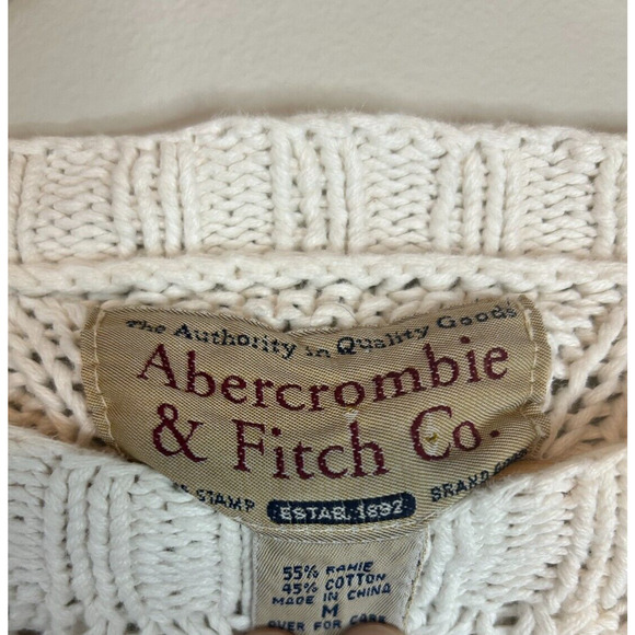 Abercrombie & Fitch Y2K Chunky Cable Ivory Knit Sweater Women's Med - Picture 4 of 8